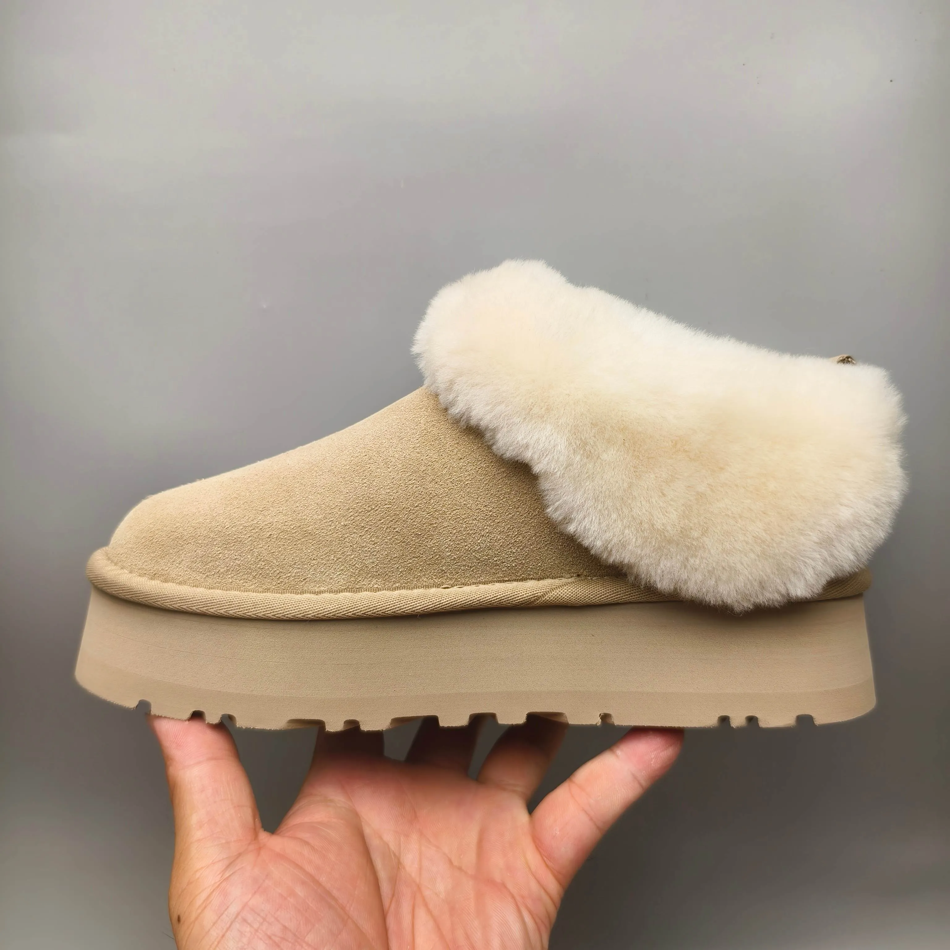 💰480 UGG sheepskin all-in-one snow boots 1393 Thick-soled suede style slip-on slip-ons Color: maroon green sand pink Matching size: 35-40